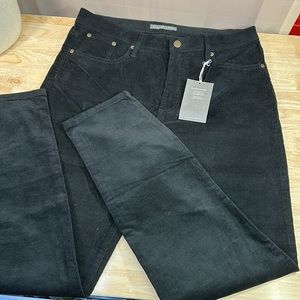 Garnet Hill Essential Slim Five-Pocket  Corduroy Pants Black size 12